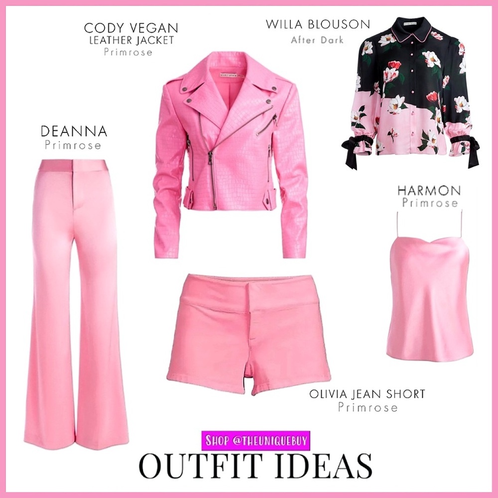Alice + Olivia Cody Pink Vegan Leather Croc Moto Jacket - Picture 10 of 16